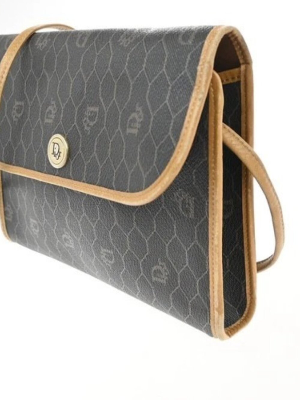 CHRISTIAN DIOR Logo Honeycomb Mini Shoulder Bag PVC Leather BLack GHW 61CA697 - Picture 2 of 15